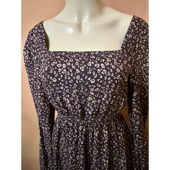 Altar'd State Boho Dress Size M Dark Gray Floral Long Sleeve - Picture 4 of 10